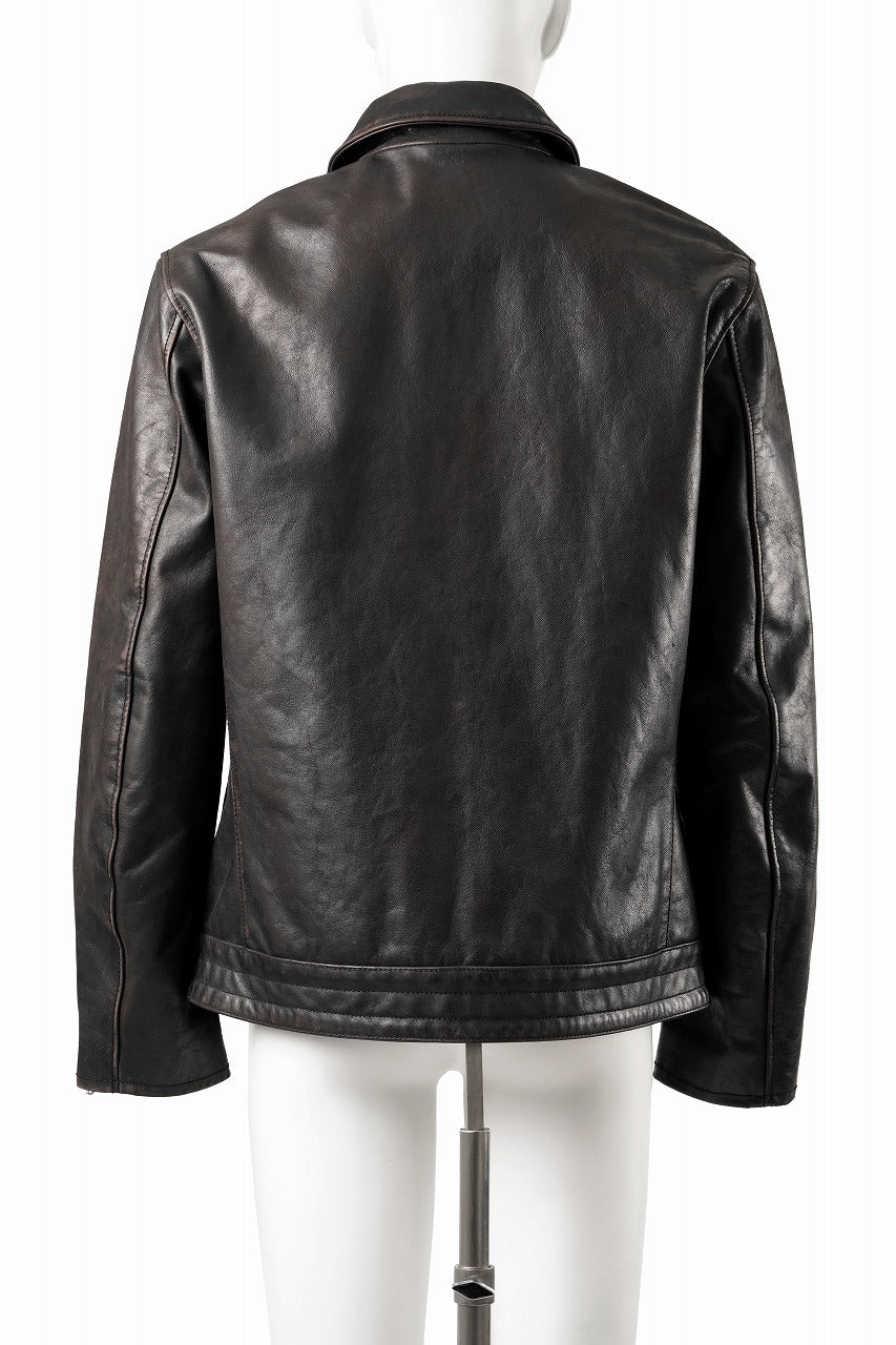 画像をギャラリービューアに読み込む, ISAMU KATAYAMA BACKLASH BUFFALO “GARMENT-WASH OVERDYE” SINGLE COLLAR RIDERS (DARK BROWN BLACK)