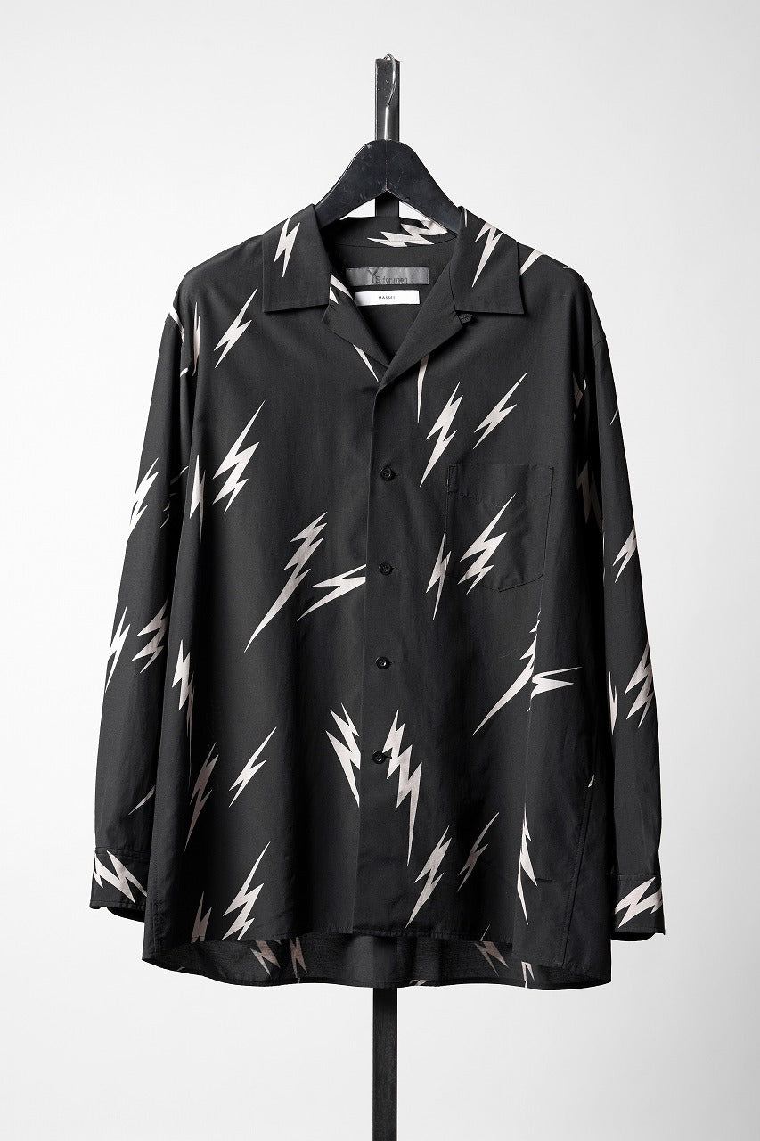 Load image into Gallery viewer, Y's for men x MASSES TE PATTERN DISCHARGE PRINT L/S SHIRT (BLACK)