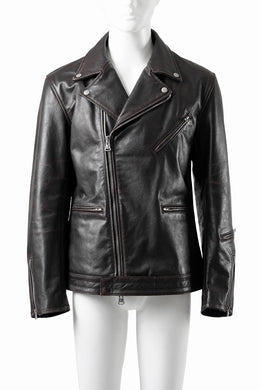 ISAMU KATAYAMA BACKLASH BUFFALO “GARMENT-WASH OVERDYE” DOUBLE RIDERS (DARK BROWN BLACK)