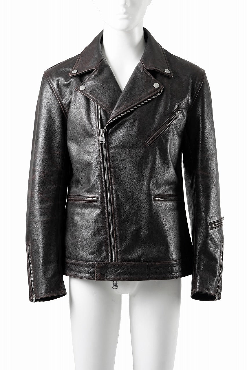 画像をギャラリービューアに読み込む, ISAMU KATAYAMA BACKLASH BUFFALO “GARMENT-WASH OVERDYE” DOUBLE RIDERS (DARK BROWN BLACK)