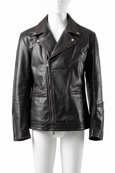 ISAMU KATAYAMA BACKLASH BUFFALO “GARMENT-WASH OVERDYE” DOUBLE RIDERS (DARK BROWN BLACK)