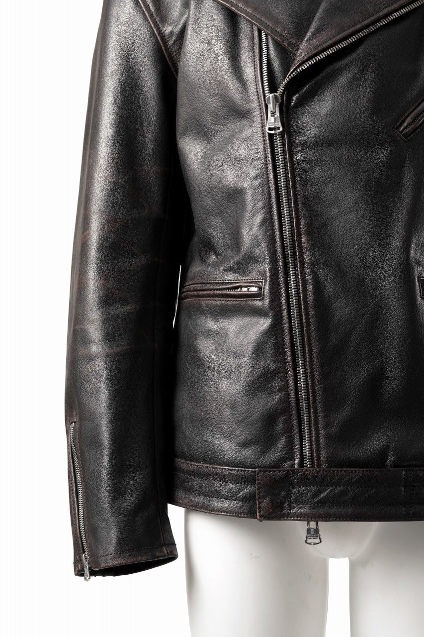 画像をギャラリービューアに読み込む, ISAMU KATAYAMA BACKLASH BUFFALO “GARMENT-WASH OVERDYE” DOUBLE RIDERS (DARK BROWN BLACK)