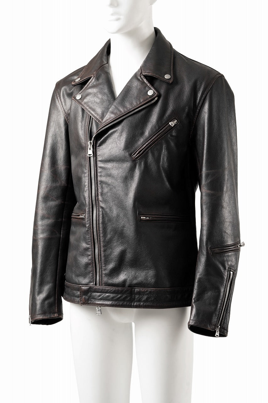 画像をギャラリービューアに読み込む, ISAMU KATAYAMA BACKLASH BUFFALO “GARMENT-WASH OVERDYE” DOUBLE RIDERS (DARK BROWN BLACK)