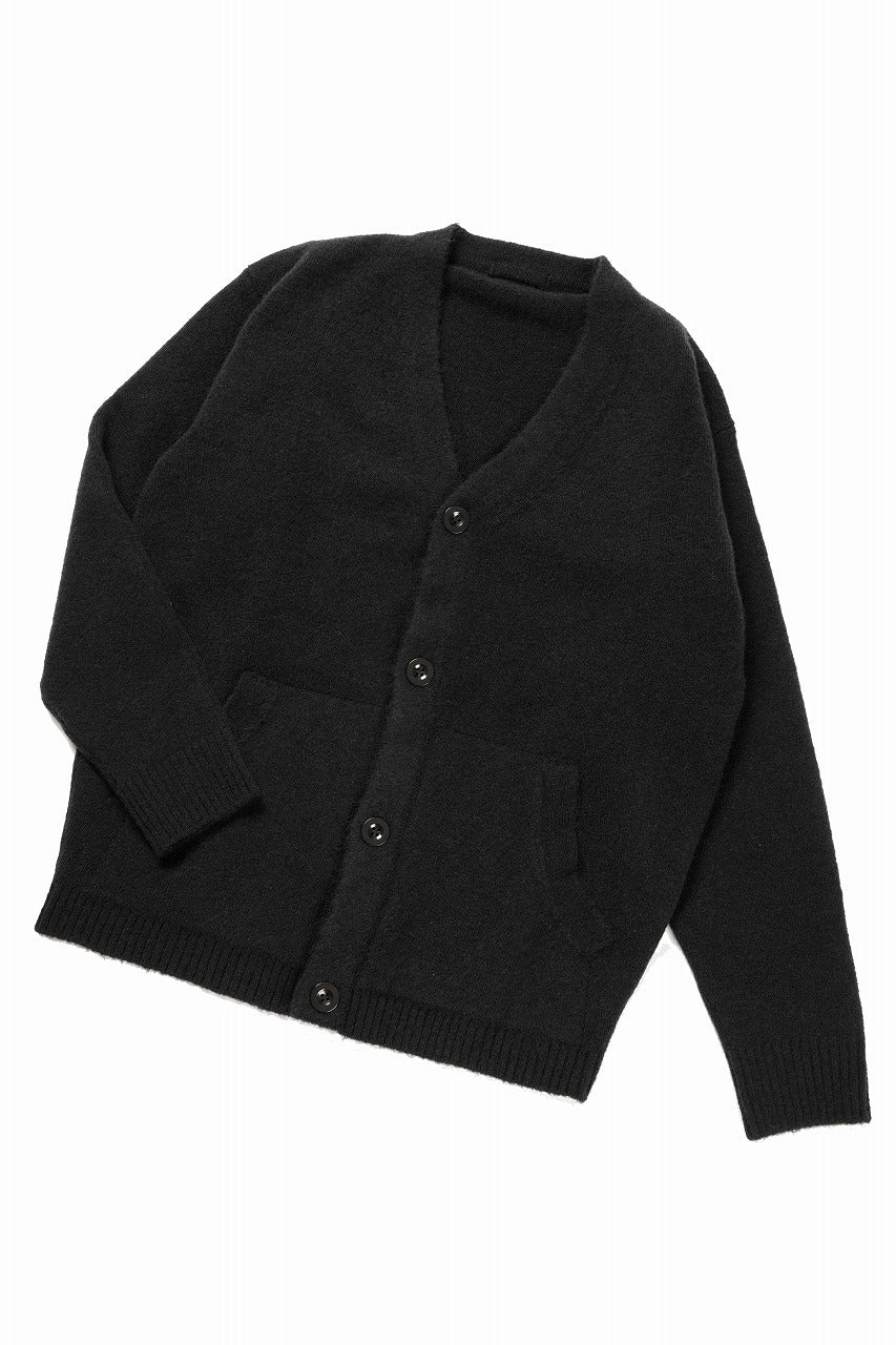 Load image into Gallery viewer, Ten c CARDIGAN / BRUSHED STRETCH WOOL (NERO)