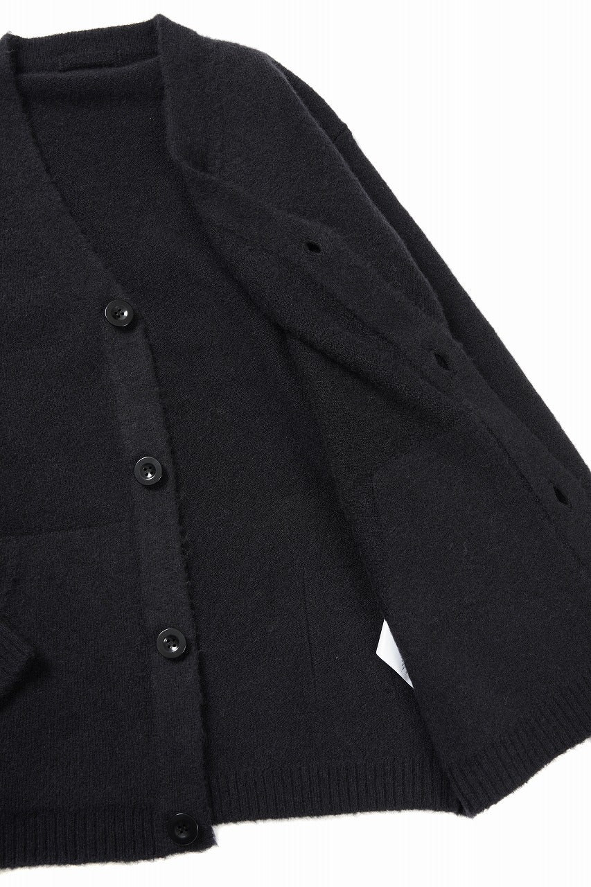 Load image into Gallery viewer, Ten c CARDIGAN / BRUSHED STRETCH WOOL (NERO)