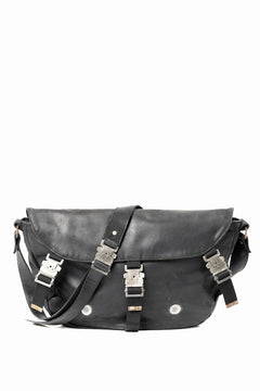 画像をギャラリービューアに読み込む, ierib Messenger Bag with Industrial Buckles / Horse Nubuck Leather (BLACK)
