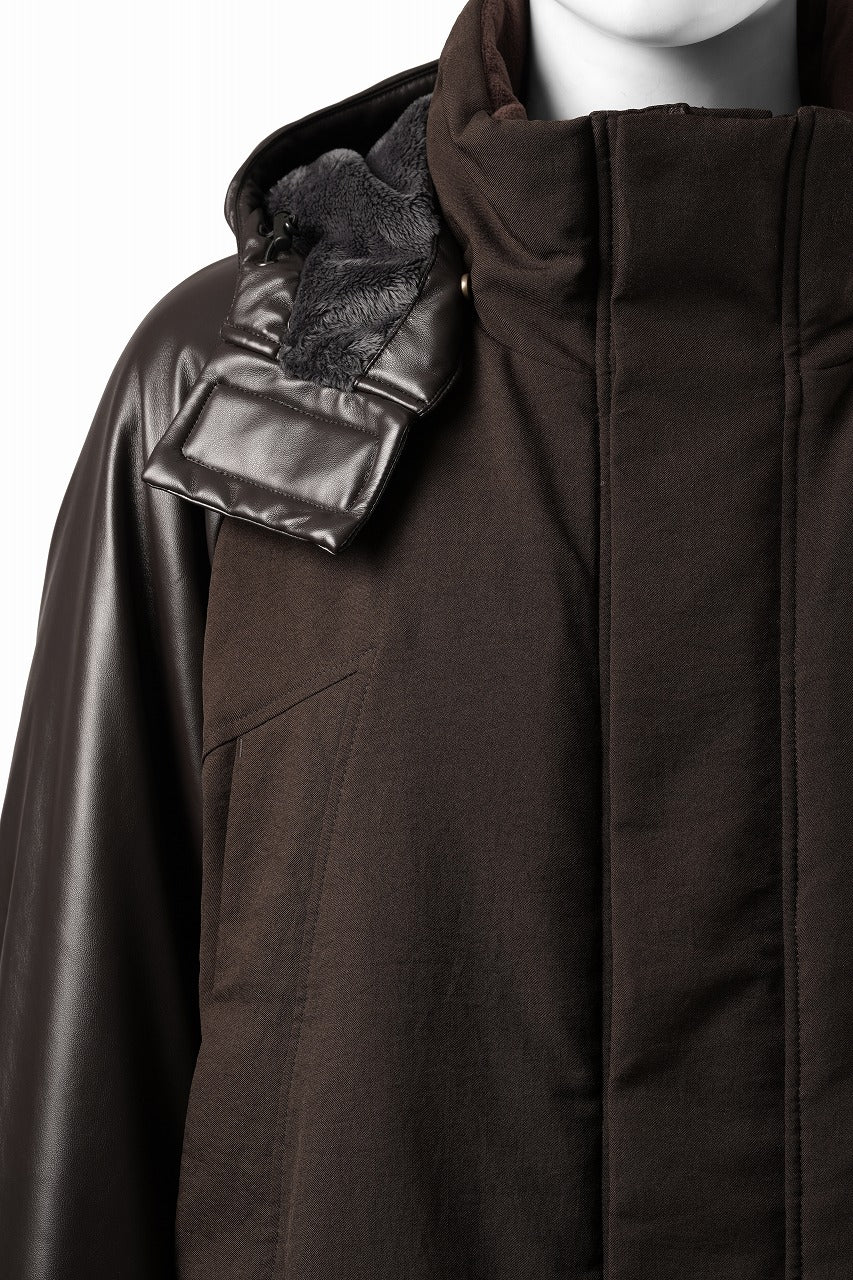 画像をギャラリービューアに読み込む, beauty : beast CONTRAST SLEEVE PADDED BLOUSON (BROWN)