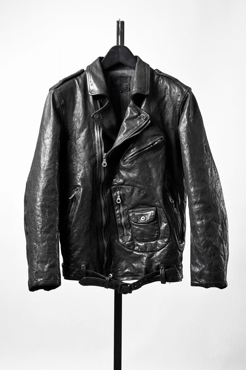 画像をギャラリービューアに読み込む, ISAMU KATAYAMA BACKLASH ITALY SHOULDER GARMENT-DYED D-POCKET DOUBLE RIDERS (BLACK)