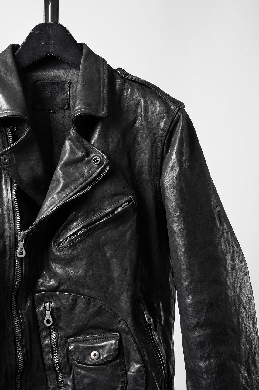 画像をギャラリービューアに読み込む, ISAMU KATAYAMA BACKLASH ITALY SHOULDER GARMENT-DYED D-POCKET DOUBLE RIDERS (BLACK)