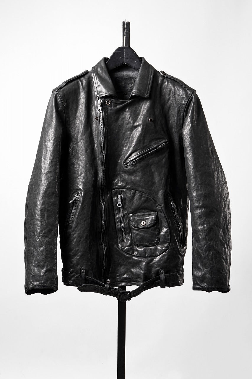 画像をギャラリービューアに読み込む, ISAMU KATAYAMA BACKLASH ITALY SHOULDER GARMENT-DYED D-POCKET DOUBLE RIDERS (BLACK)