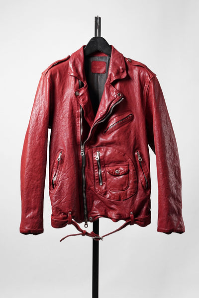 ISAMU KATAYAMA BACKLASH ITALY SHOULDER GARMENT-DYED D-POCKET DOUBLE RIDERS (RED)