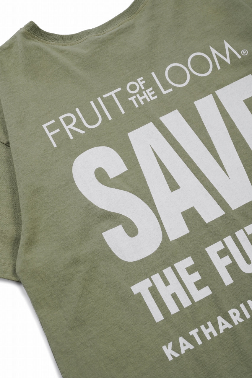 KATHARINE HAMNETT x FRUIT OF THE LOOM COLLABO TEE / OVERDYED BACK PRINT (GREEN)