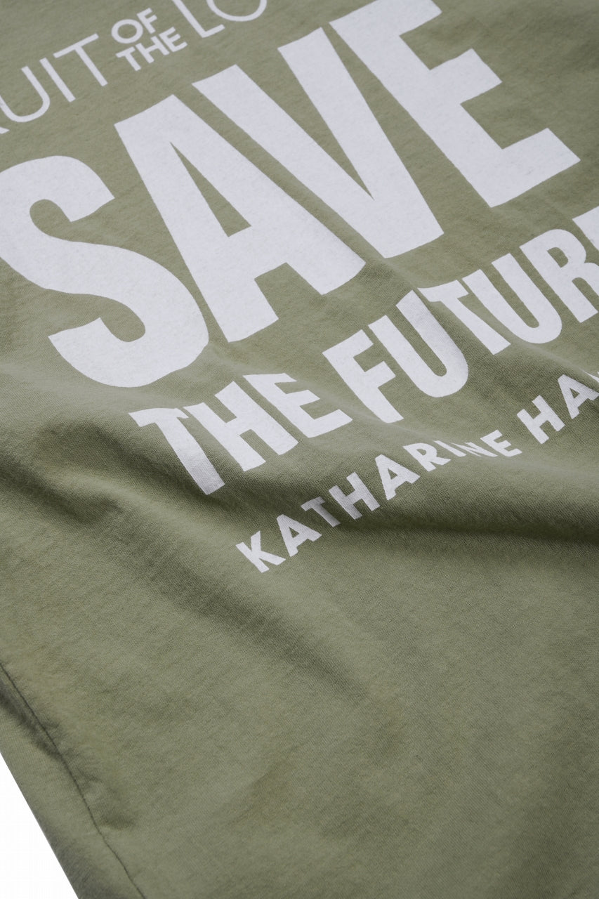 KATHARINE HAMNETT x FRUIT OF THE LOOM COLLABO TEE / OVERDYED BACK PRINT (GREEN)
