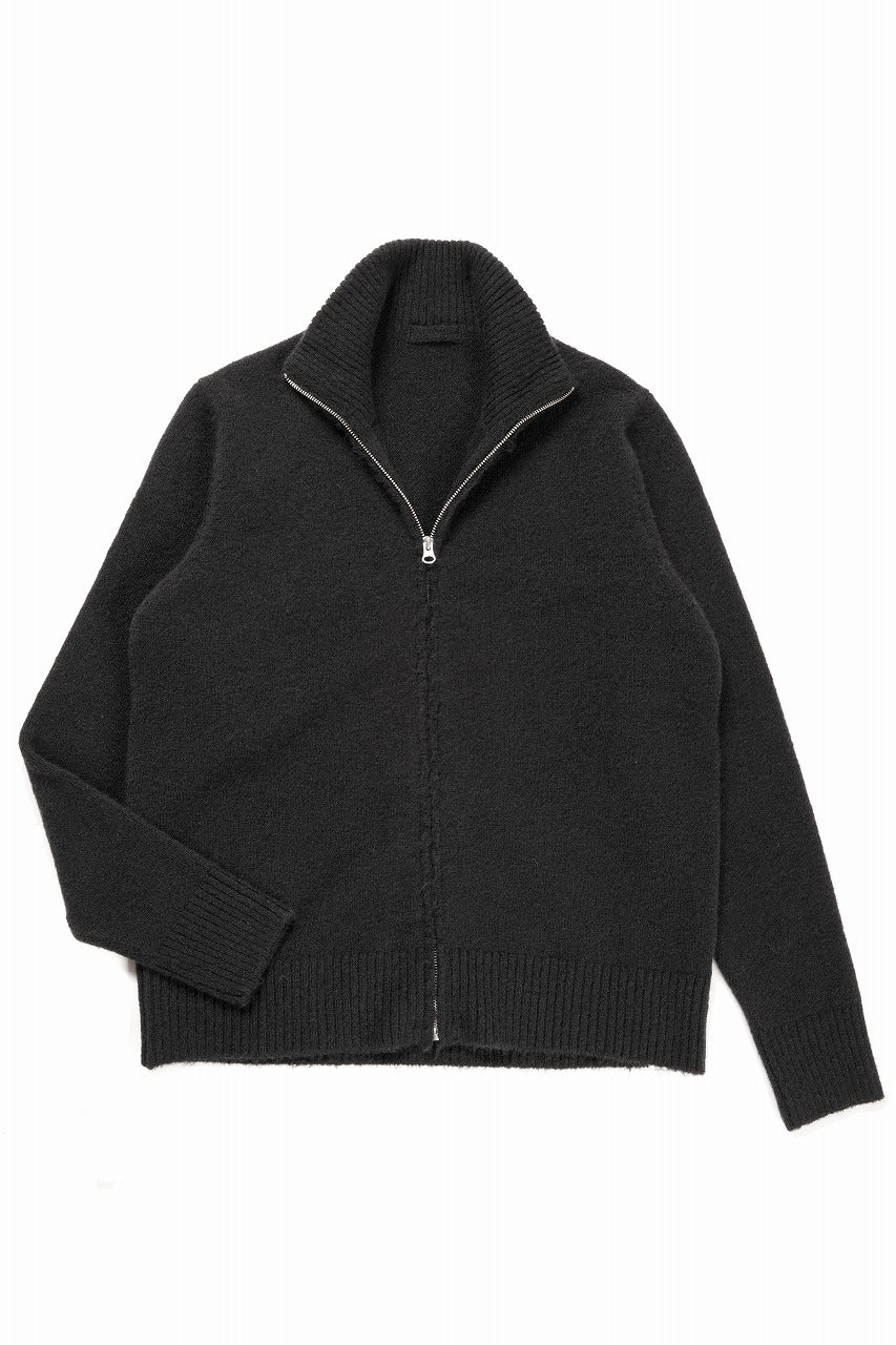 Ten c MAGLIERIA MAGLIA APERTA / BRUSHED STRETCH WOOL (NERO)