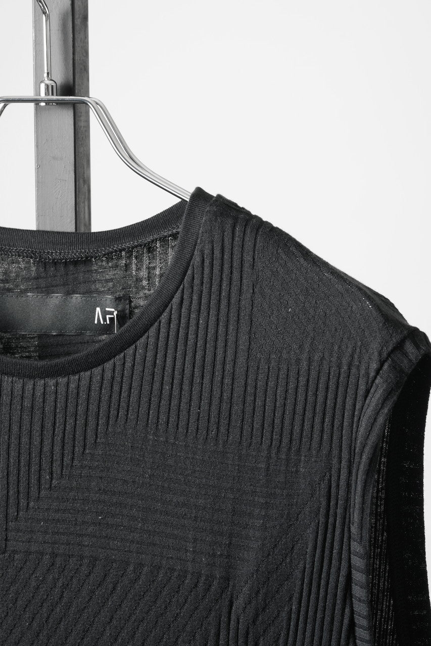 画像をギャラリービューアに読み込む, A.F ARTEFACT DEFORMED STRIPE PATTERN TANK TOP (BLACK)
