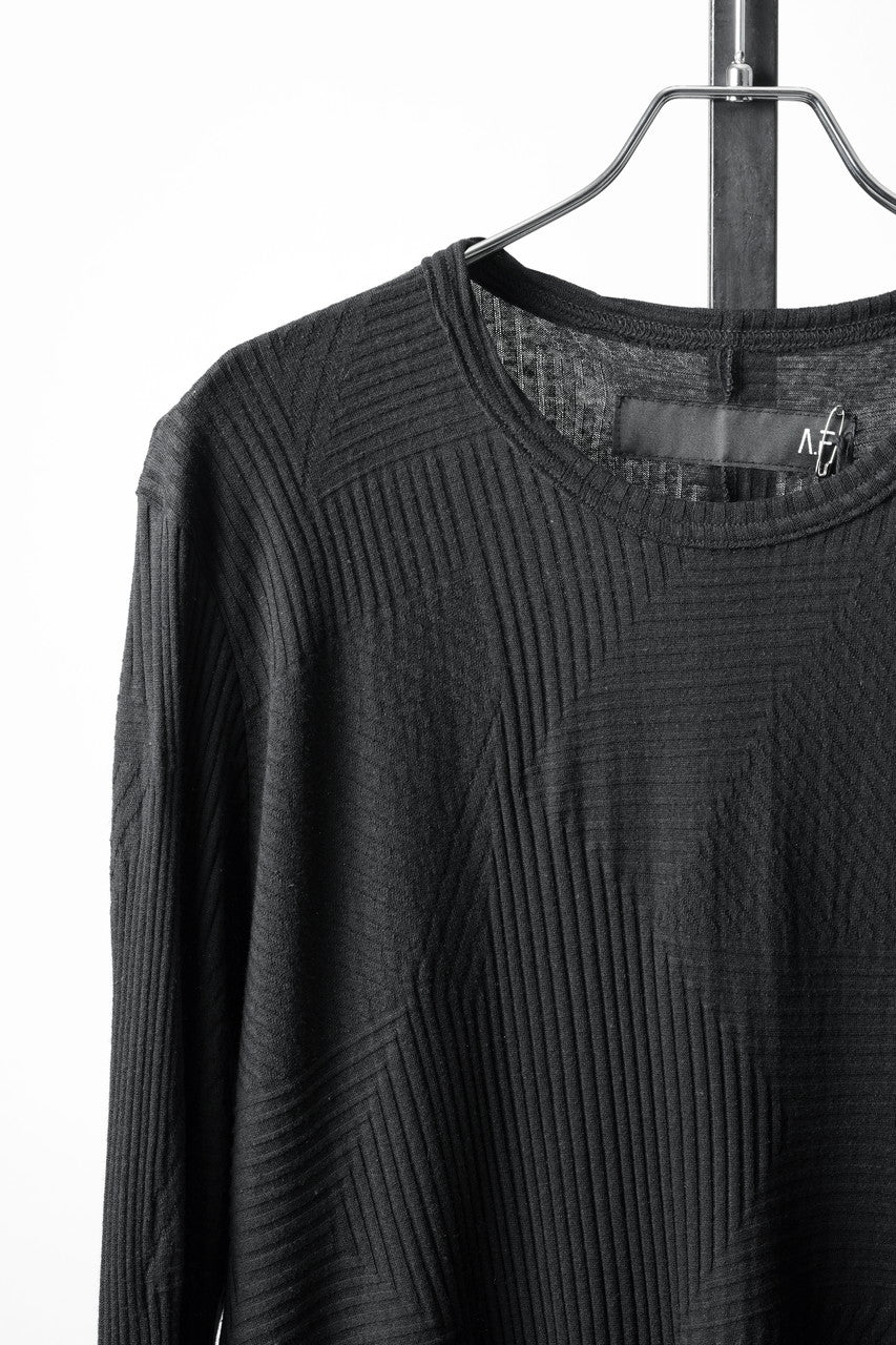 画像をギャラリービューアに読み込む, A.F ARTEFACT DEFORMED STRIPE PATTERN LONG SLEEVE TOPS (BLACK)