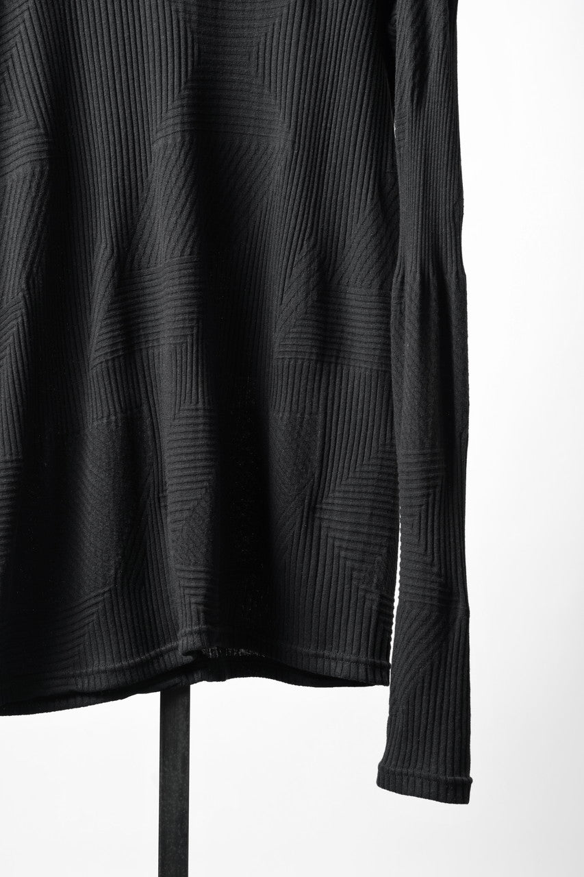 画像をギャラリービューアに読み込む, A.F ARTEFACT DEFORMED STRIPE PATTERN LONG SLEEVE TOPS (BLACK)