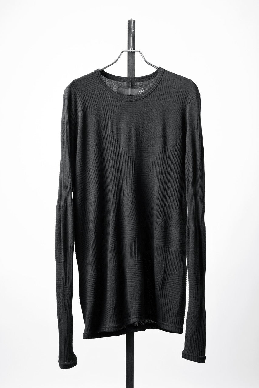 画像をギャラリービューアに読み込む, A.F ARTEFACT DEFORMED STRIPE PATTERN LONG SLEEVE TOPS (BLACK)