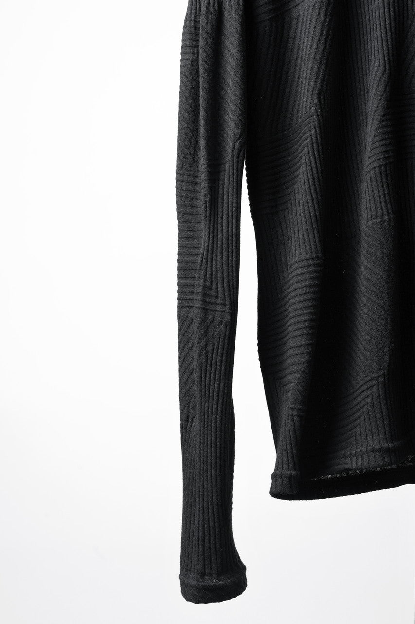 画像をギャラリービューアに読み込む, A.F ARTEFACT DEFORMED STRIPE PATTERN LONG SLEEVE TOPS (BLACK)