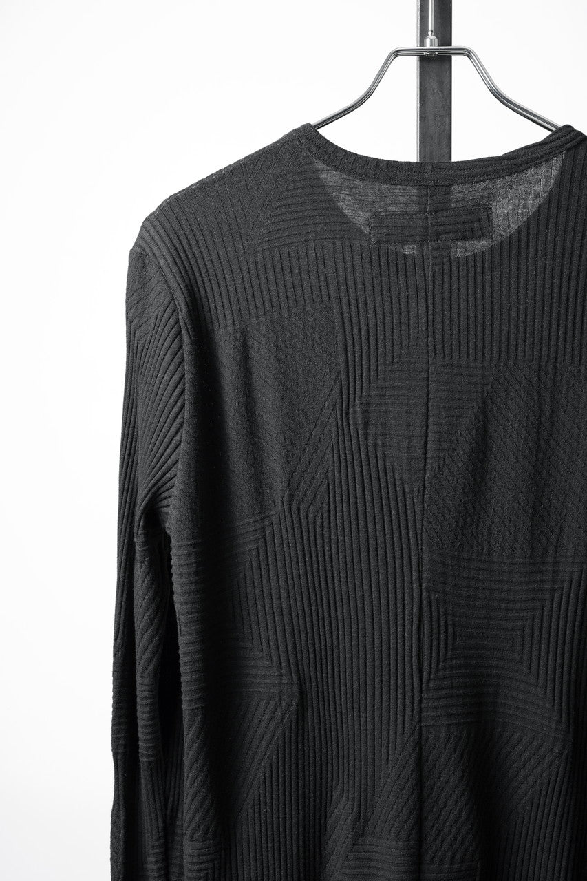 画像をギャラリービューアに読み込む, A.F ARTEFACT DEFORMED STRIPE PATTERN LONG SLEEVE TOPS (BLACK)