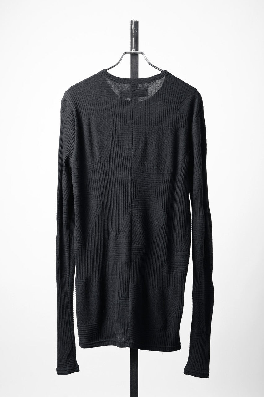 画像をギャラリービューアに読み込む, A.F ARTEFACT DEFORMED STRIPE PATTERN LONG SLEEVE TOPS (BLACK)