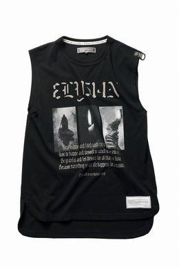 beauty : beast ESSENTIAL GRAPHIC LINE SLEEVELESS TEE (ELYSIAN / BLACK)