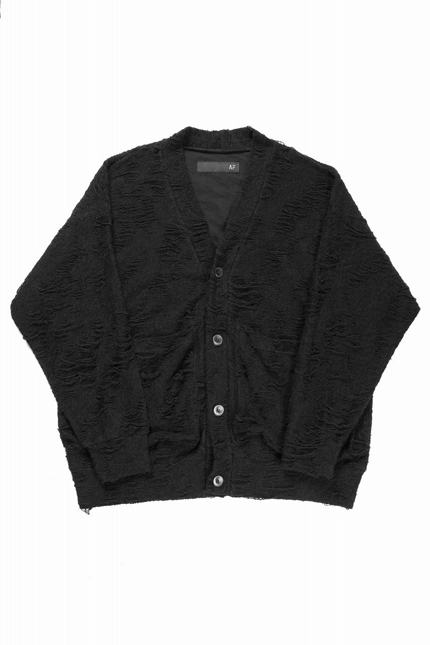 A.F ARTEFACT JUMBO CARDIGAN / DAMAGE PILE & PLATING KNIT JERSEY (BLACK)