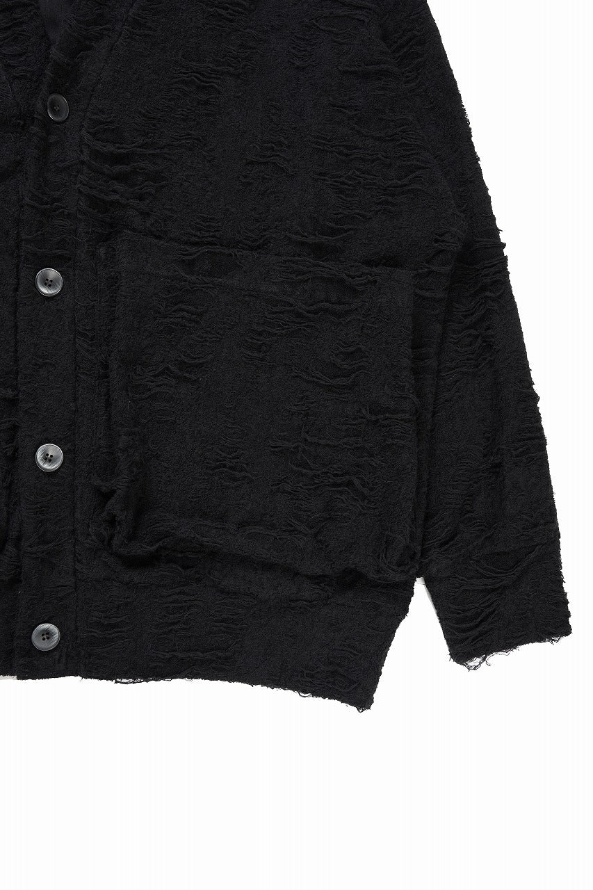 A.F ARTEFACT JUMBO CARDIGAN / DAMAGE PILE & PLATING KNIT JERSEY (BLACK)