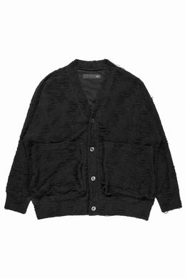 A.F ARTEFACT JUMBO CARDIGAN / DAMAGE PILE & PLATING KNIT JERSEY (BLACK)