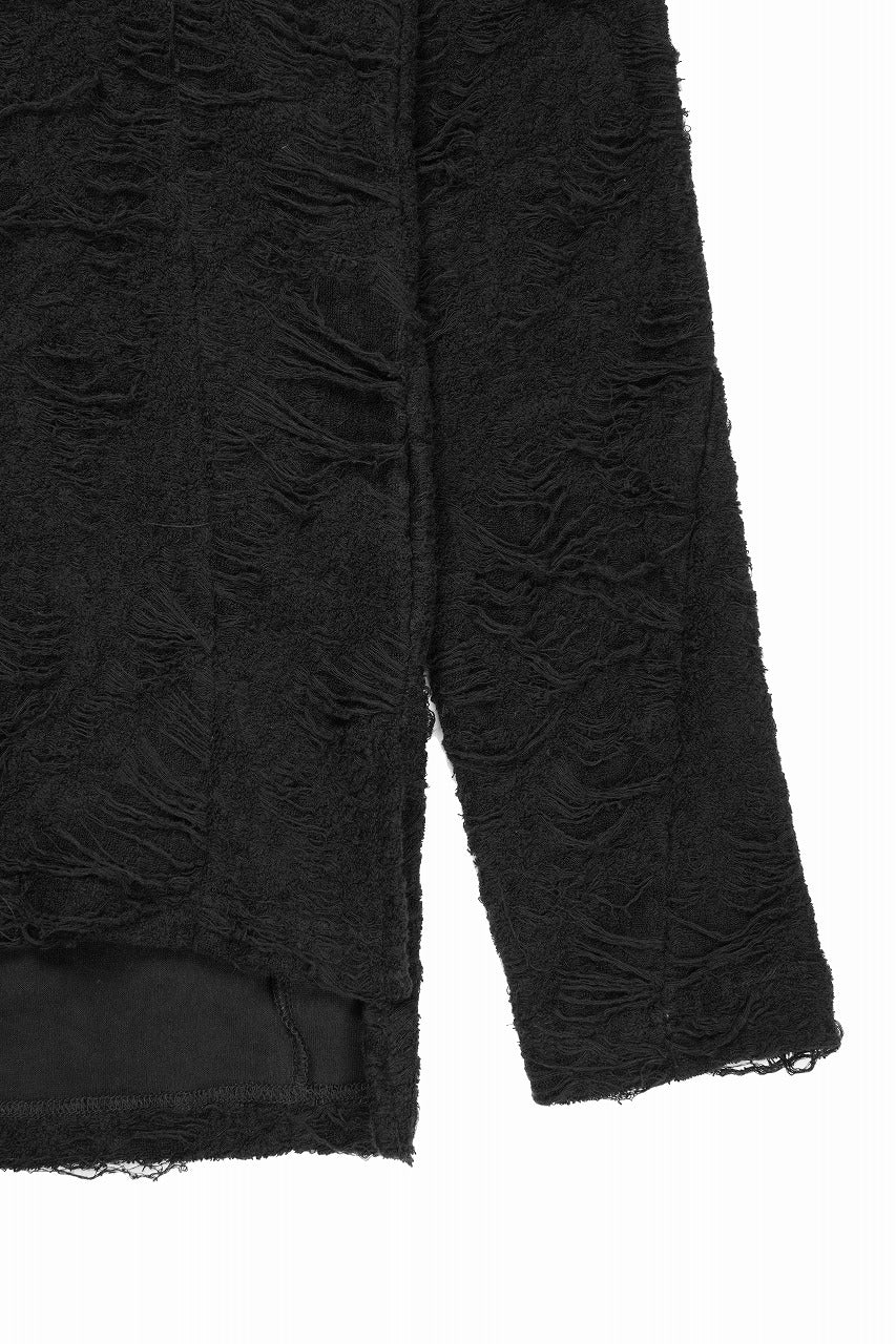画像をギャラリービューアに読み込む, A.F ARTEFACT HIGH NECK TOP / DAMAGE PILE &amp; PLATING KNIT JERSEY (BLACK)