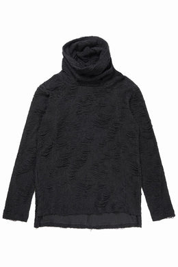 A.F ARTEFACT HIGH NECK TOP / DAMAGE PILE & PLATING KNIT JERSEY (BLACK)