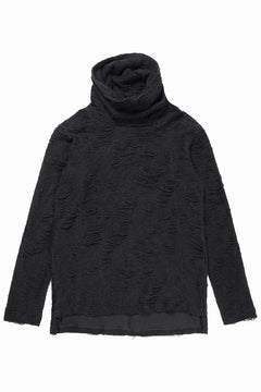 画像をギャラリービューアに読み込む, A.F ARTEFACT HIGH NECK TOP / DAMAGE PILE &amp; PLATING KNIT JERSEY (BLACK)