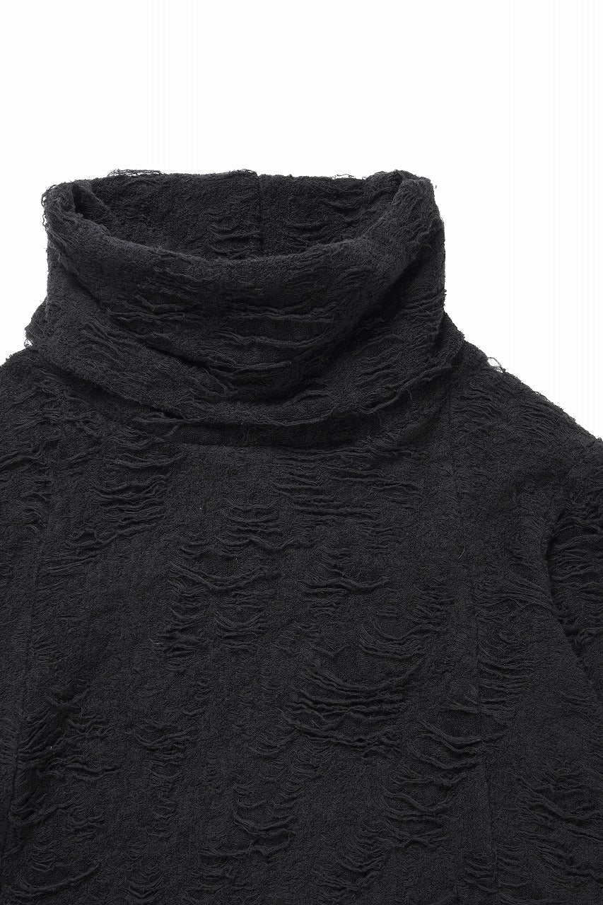 画像をギャラリービューアに読み込む, A.F ARTEFACT HIGH NECK TOP / DAMAGE PILE &amp; PLATING KNIT JERSEY (BLACK)