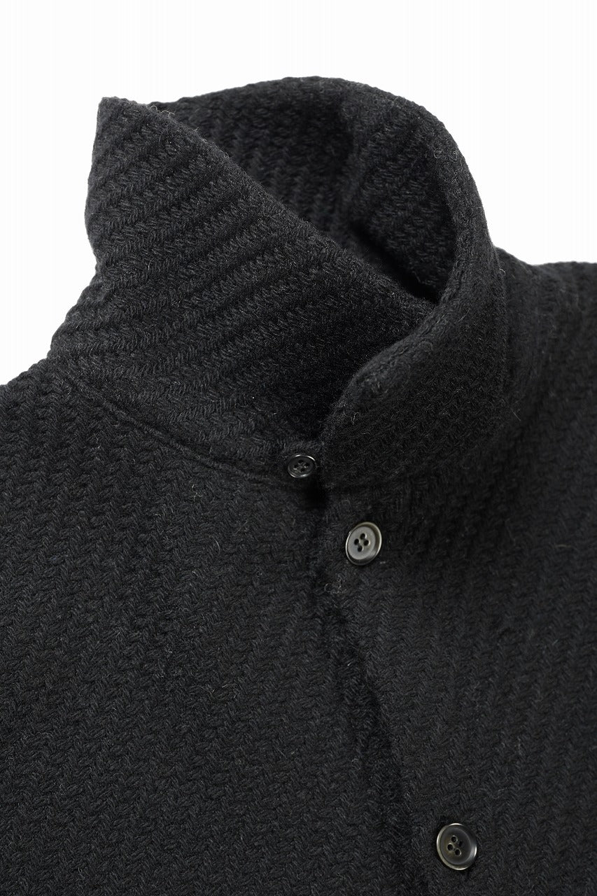 Load image into Gallery viewer, N/07 OPEN COLLAR L/S SHIRT / FRENCH CARZE (BLACK)