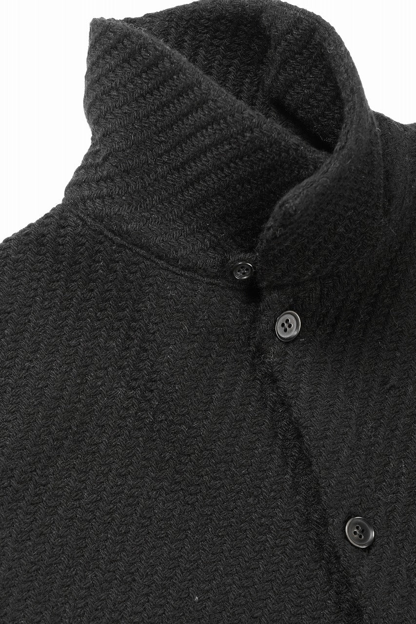 Load image into Gallery viewer, N/07 OPEN COLLAR L/S SHIRT / FRENCH CARZE (BLACK)