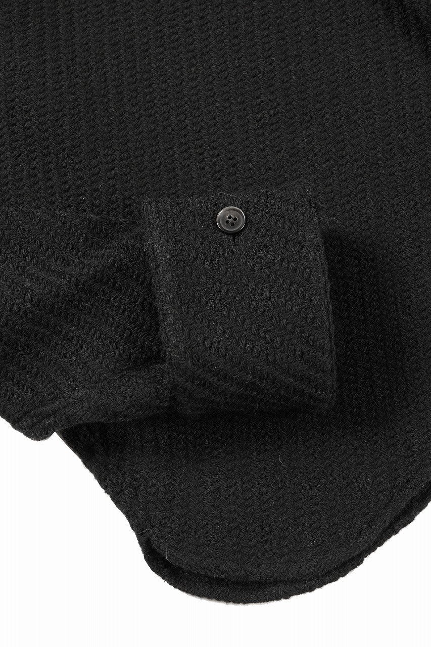 Load image into Gallery viewer, N/07 OPEN COLLAR L/S SHIRT / FRENCH CARZE (BLACK)