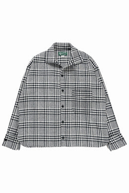 N/07 OPEN COLLAR L/S SHIRT / HOUNDSTOOTH GLEN CHECK (WHITE x GREY)