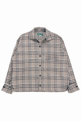 N/07 OPEN COLLAR L/S SHIRT / HOUNDSTOOTH GLEN CHECK (WHITE x BROWN)