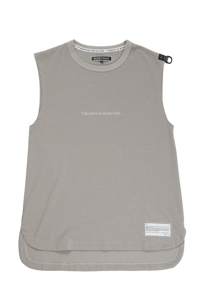 画像をギャラリービューアに読み込む, beauty : beast ESSENTIAL GRAPHIC LINE SLEEVELESS TEE (PRAYER / LIGHT MOCHA)
