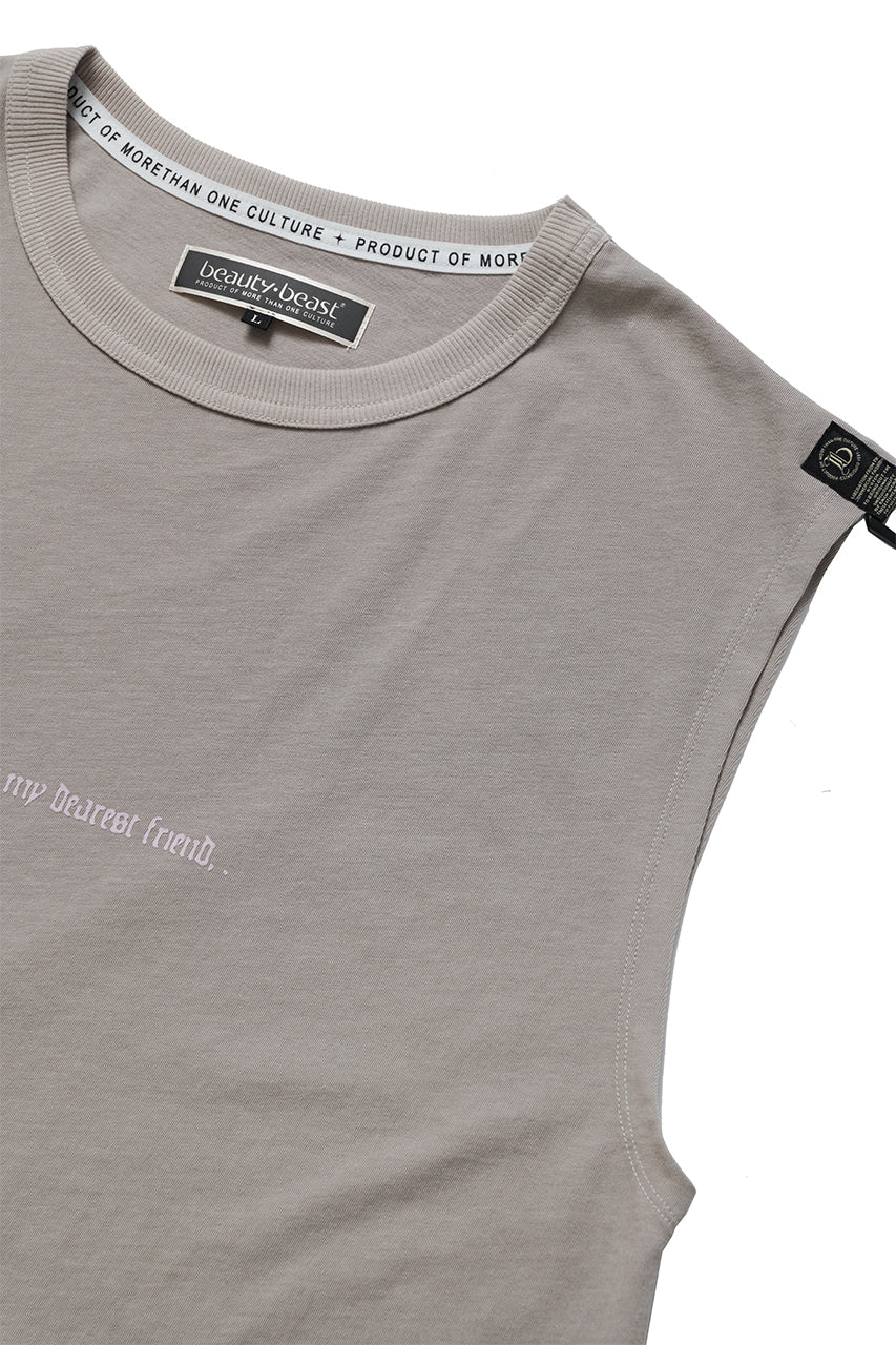 画像をギャラリービューアに読み込む, beauty : beast ESSENTIAL GRAPHIC LINE SLEEVELESS TEE (PRAYER / LIGHT MOCHA)