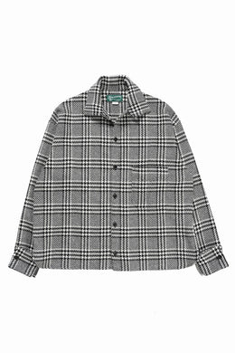 N/07 OPEN COLLAR L/S SHIRT / HOUNDSTOOTH GLEN CHECK (WHITE x BLACK)