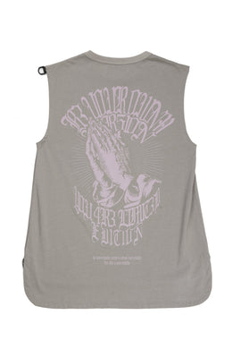beauty : beast ESSENTIAL GRAPHIC LINE SLEEVELESS TEE (PRAYER / LIGHT MOCHA)