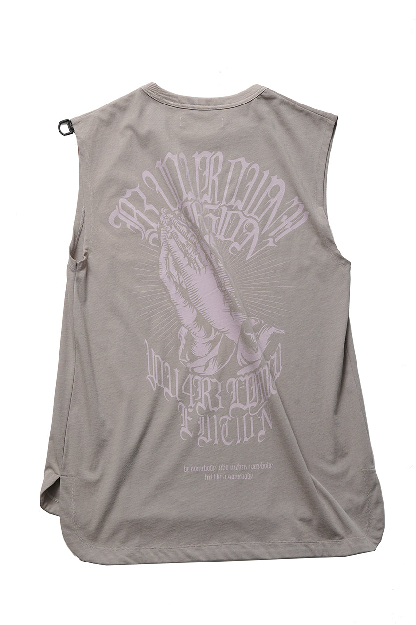 画像をギャラリービューアに読み込む, beauty : beast ESSENTIAL GRAPHIC LINE SLEEVELESS TEE (PRAYER / LIGHT MOCHA)