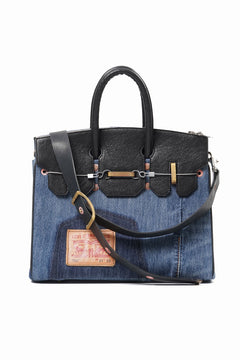 Load image into Gallery viewer, ierib exclusive 2Way Bark Bag 30 / Vintage Denim + Horse Leather (INDIGO x BLACK #A)