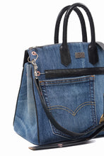 Load image into Gallery viewer, ierib exclusive 2Way Bark Bag 30 / Vintage Denim + Horse Leather (INDIGO x BLACK #A)
