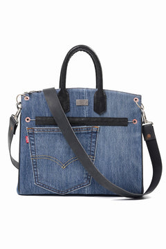 Load image into Gallery viewer, ierib exclusive 2Way Bark Bag 30 / Vintage Denim + Horse Leather (INDIGO x BLACK #A)