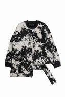 A.F ARTEFACT ASYMMETRY CREW NECK TOPS / MOTTLED DYING (BLACK x IVORY)