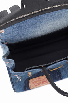 Load image into Gallery viewer, ierib exclusive 2Way Bark Bag 30 / Vintage Denim + Horse Leather (INDIGO x BLACK #A)