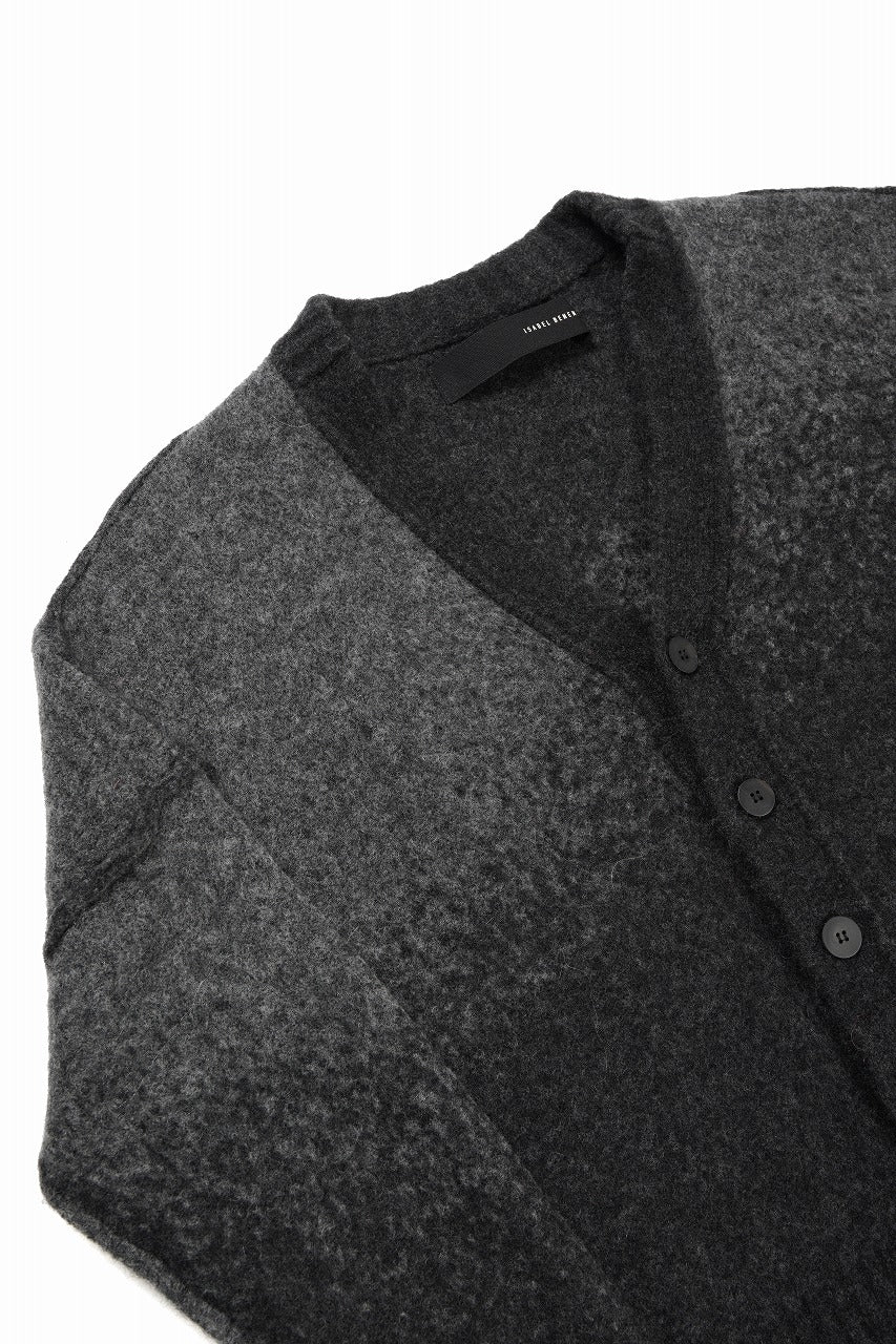 Load image into Gallery viewer, ISABEL BENENATO Yak Cardigan with Shaded Jacquard in Two Colours (GRAPHITE)