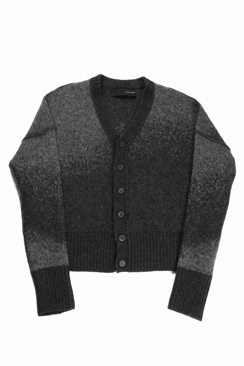 Load image into Gallery viewer, ISABEL BENENATO Yak Cardigan with Shaded Jacquard in Two Colours (GRAPHITE)